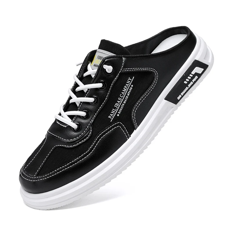 

Hot Sale 2022 Half Shoes for Men Black Mules Shoes Outdoor Summer Slip-on Footwear for Male Fashion White Mens Half Slippers