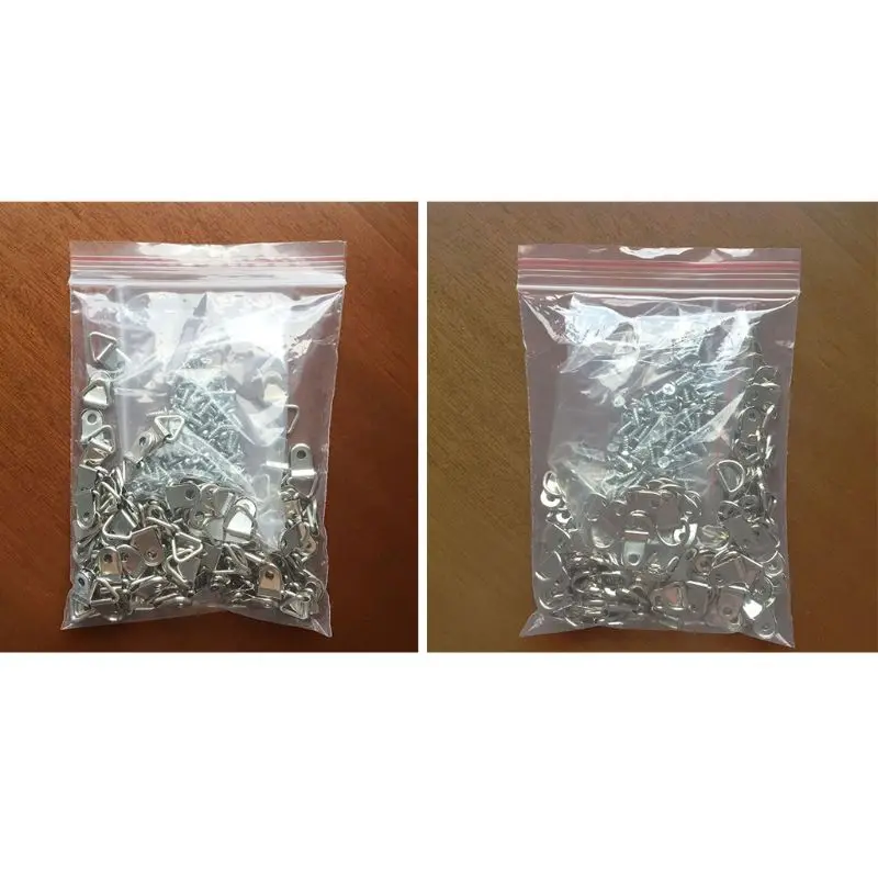 

100pcs D Ring Hanging Picture Frame Strap Hanger Hooks Oil Painting Mirror Hanger with 100 Screws New Dropship