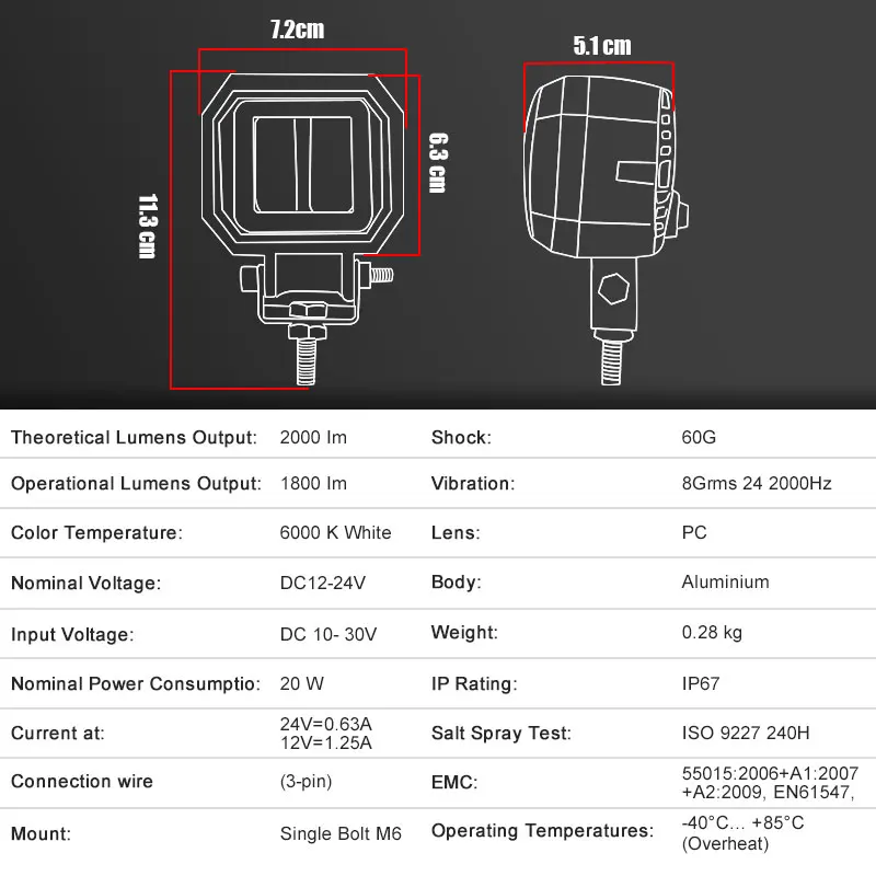 Светодиодные фары рабочего освещения 3 дюйма 7D 12 В 24 |