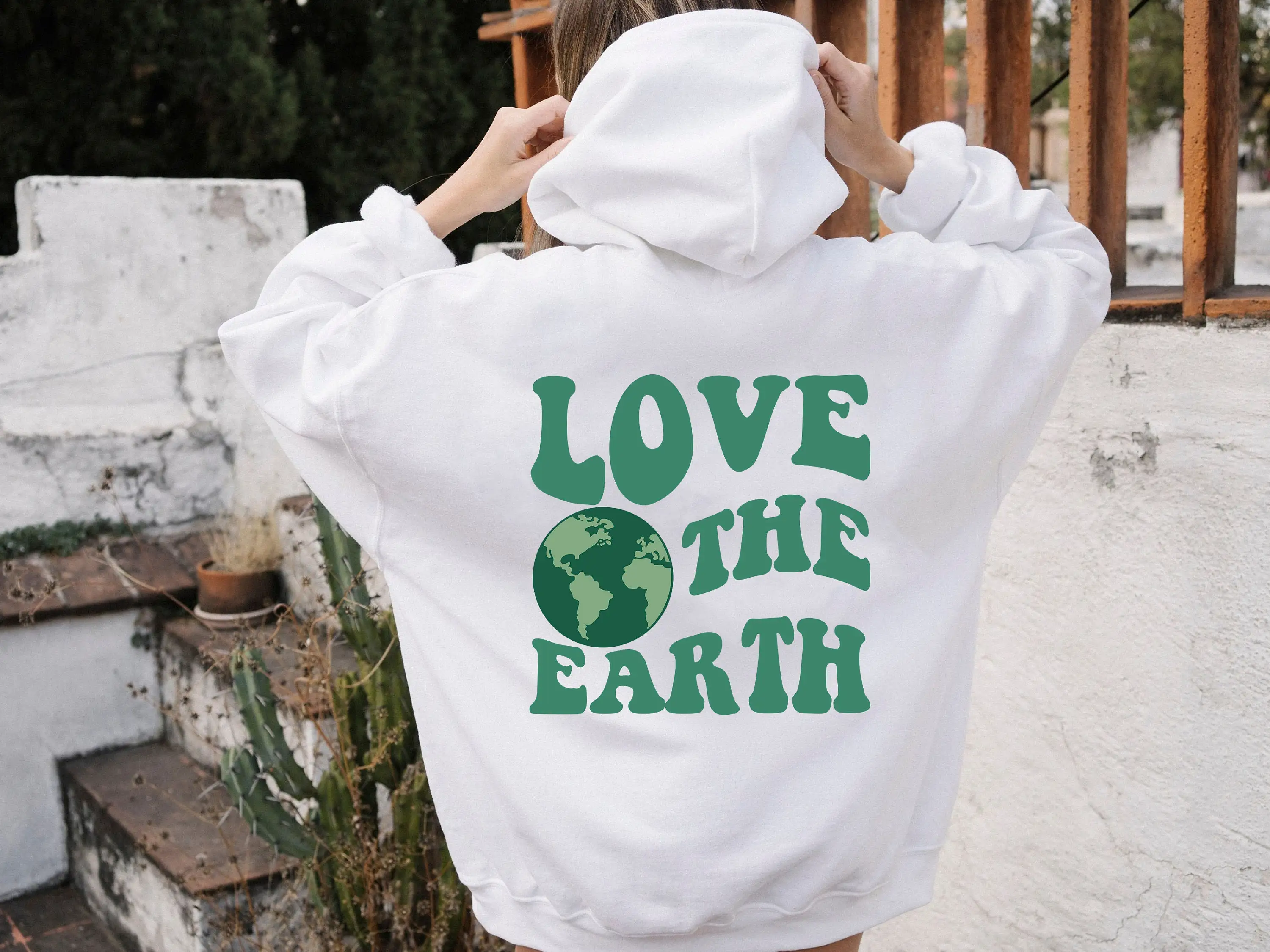 

Женское хлопковое худи с надписью Love the толстовка с землей Earth Day