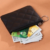 pu leather coin purse pouch mini small women wallet zipper key chain clutch bag childrens key holders handbags change pouch