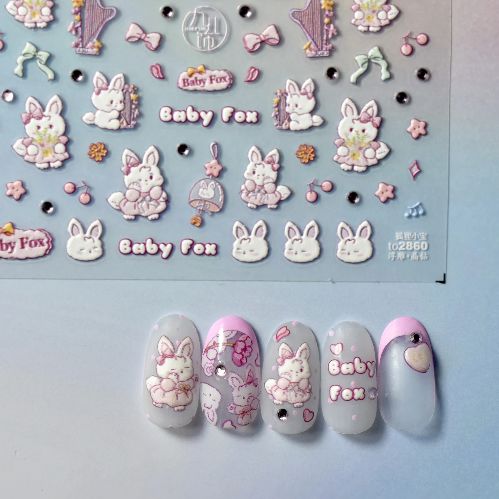 

Милый кролик животное кролик цветок 5D рельефный самоклеящийся дизайн ногтей декоративные наклейки 3D Цветные маникюрные переводки Сделай Сам макияж женщина