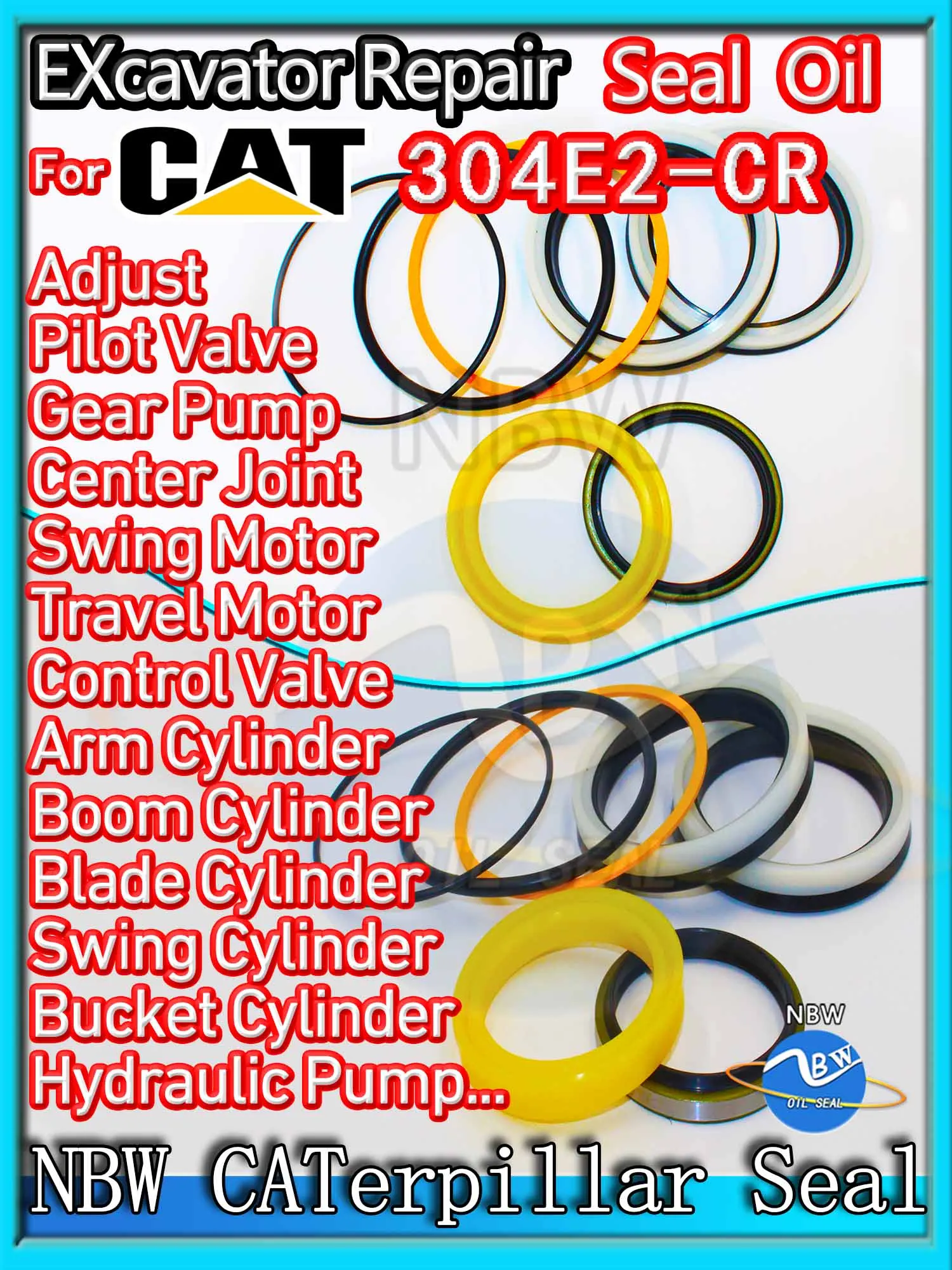 

For Caterpillar 304E2-CR Excavator Oil Seal Kit High Quality Repair Cat 304E2 CR Hammer Construction Tool Set Pack Heavy Master