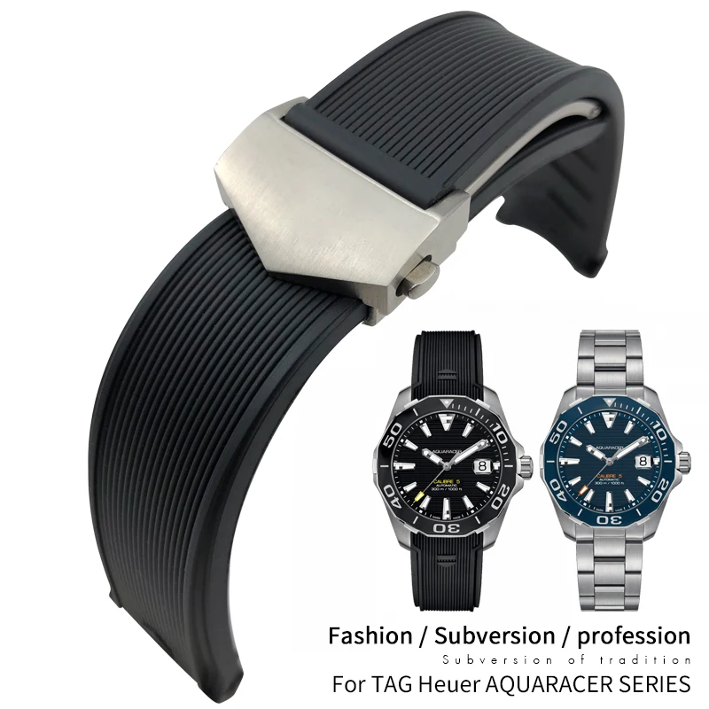

20mm 22mm Rubber Silicone Watch Strap Waterproof Bracelet Watchband for TAG HEUER AQUARACER 300 WAY201B CALIBRE 5 Accessories