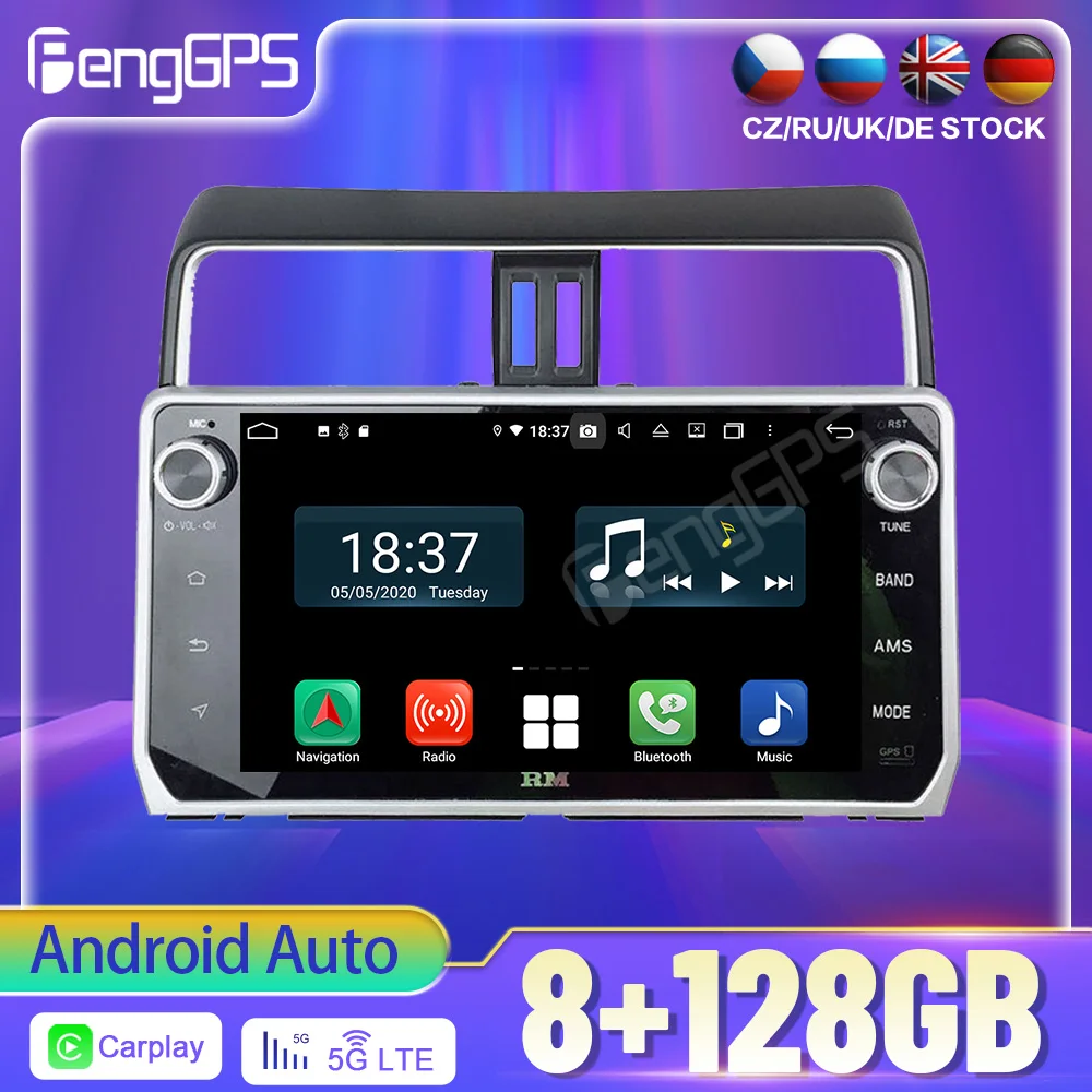 

128G Android Auto PX6 DSP For TOYOTA PRADO 2018 2019 Car DVD GPS Navigation Auto Radio Multifunction CarPlay HeadUnit