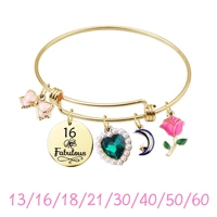 new bracelet female 13 16 18 21 30 and fabulous bow heart gemstone fashion jewelry christmas birthday gift rose moon gold