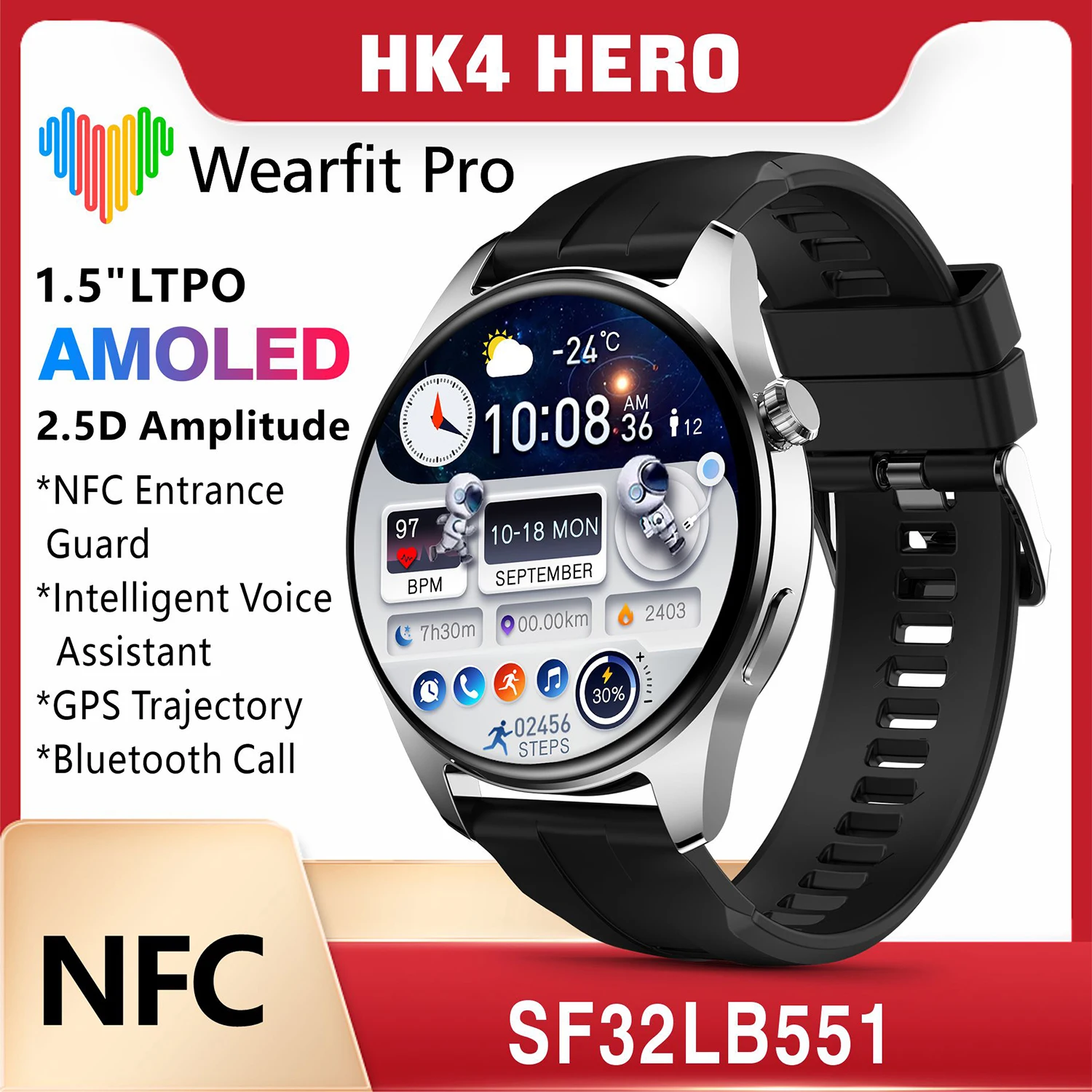 

2023 NFC Smart Watch 4 Men GT3 Pro AMOLED 466*466 Screen Heart Rate Bluetooth Call IP68 Waterproof SmartWatch For Huawei Xiaomi