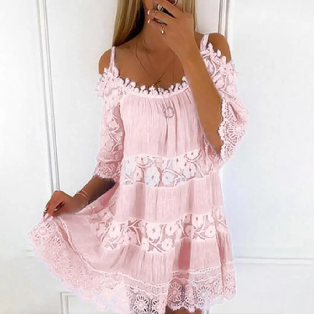 

Популярное короткое платье с круглым вырезом, удобное вечернее платье с милой вышивкой, ажурное мини-платье