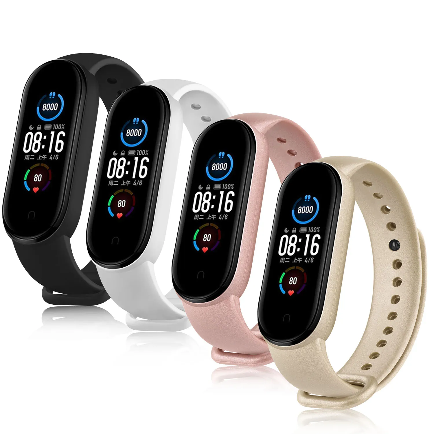 10Pcs/Pack Strap Band For Xiaomi Mi Band 6 5 Silicone Wrist Watchband Strap For Xiaomi Mi Band 6 5 4 3 Bracelet Accessories