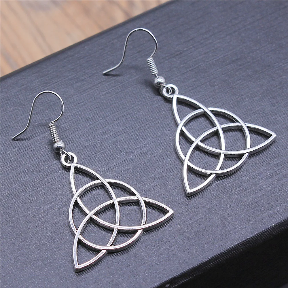 Серьги-подвески Triquetra с символом женские Винтажные висячие серьги модные