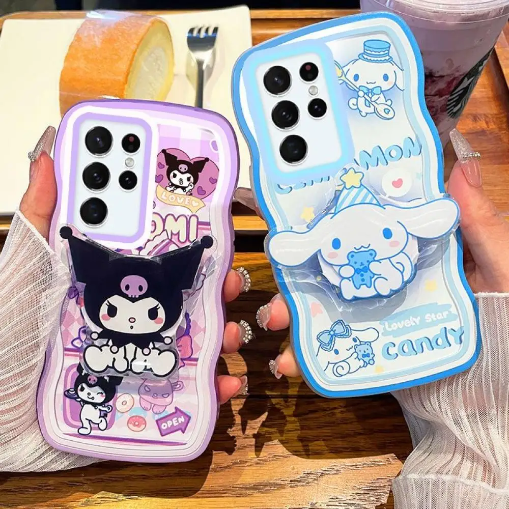 

Sanrio Kawaii Kuromi Cinnamoroll Samsung чехол для телефона S20 21 22 Plus Fe ультра Аниме Фигура Женская подставка милая девушка с сердцем