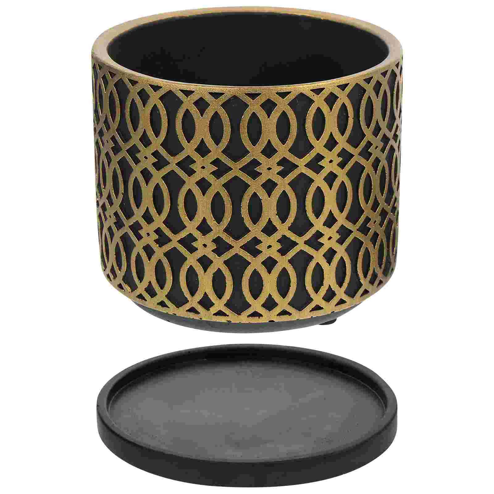 

1 Set Succulent Planter Pot Cement Flower Pot Pretty Garden Pot Decoration with Tray