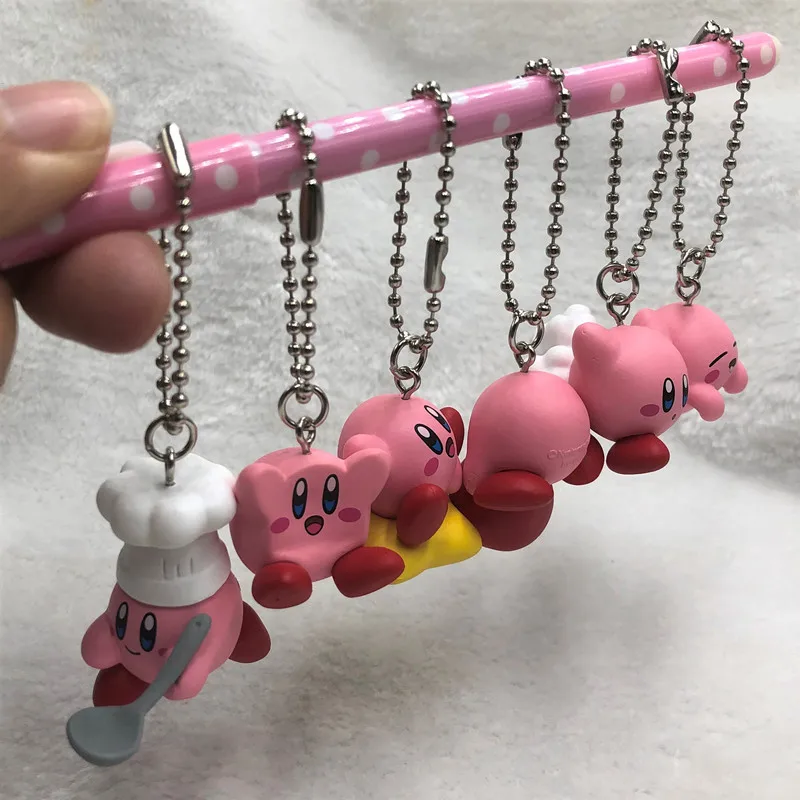 

Kirby Anime Games Keychain Pendant Kawaii Cartoon Pink Kirby Waddle Dee Doo Action Figure Mini Dolls Toys for Kids Birthday Gift