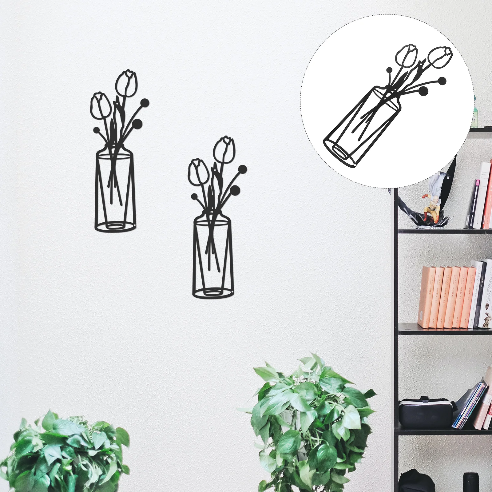 

Wrought Iron Vase Wall Decoration Metal Flower Decors Ornament Home Supplies