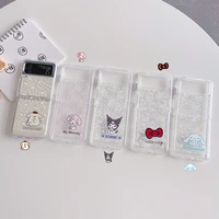 hello kitty kuromi my melody cinnamoroll phone case for samsung z flip 3 5g zflip3 flip3 f7110 for galaxy soft transparent cover