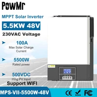 powmr suppot wifi 5500w solar inverter ac 220v dc 48v mppt 100a solar controller pv input 500vdc pure sine wave hybrid inverter