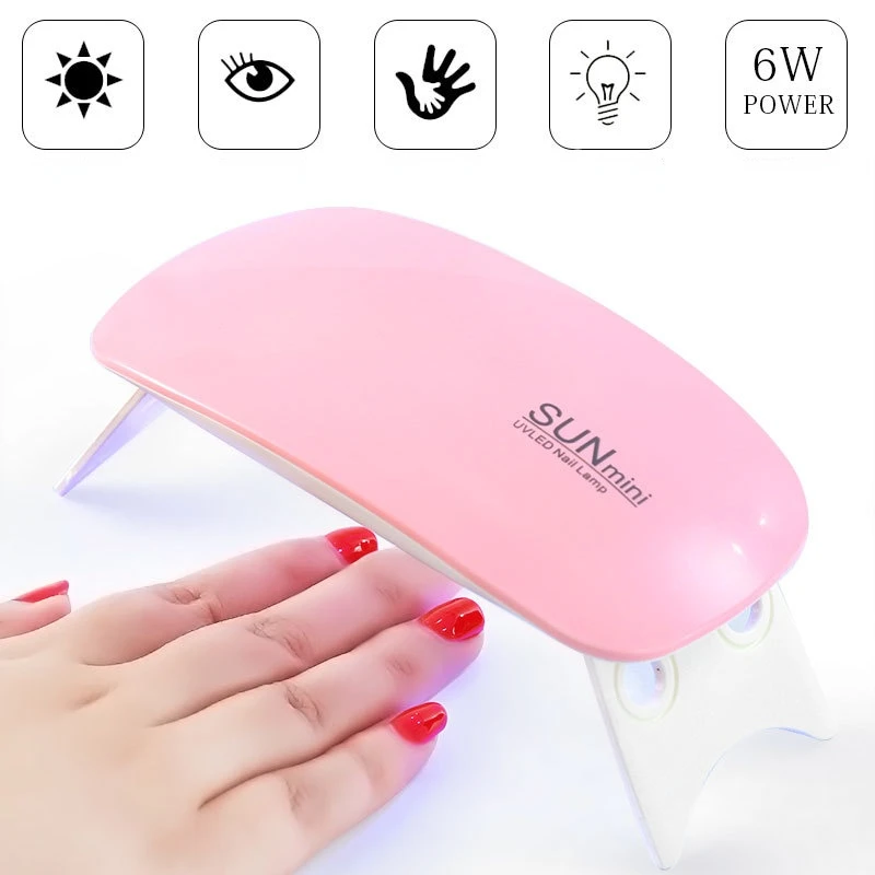 

SUN Mini 6W Nail Dryer Machine Portable 6 LED UV Manicure Lamp Home Use Nail lamp for Drying Nails Polish Varnish with USB Cable