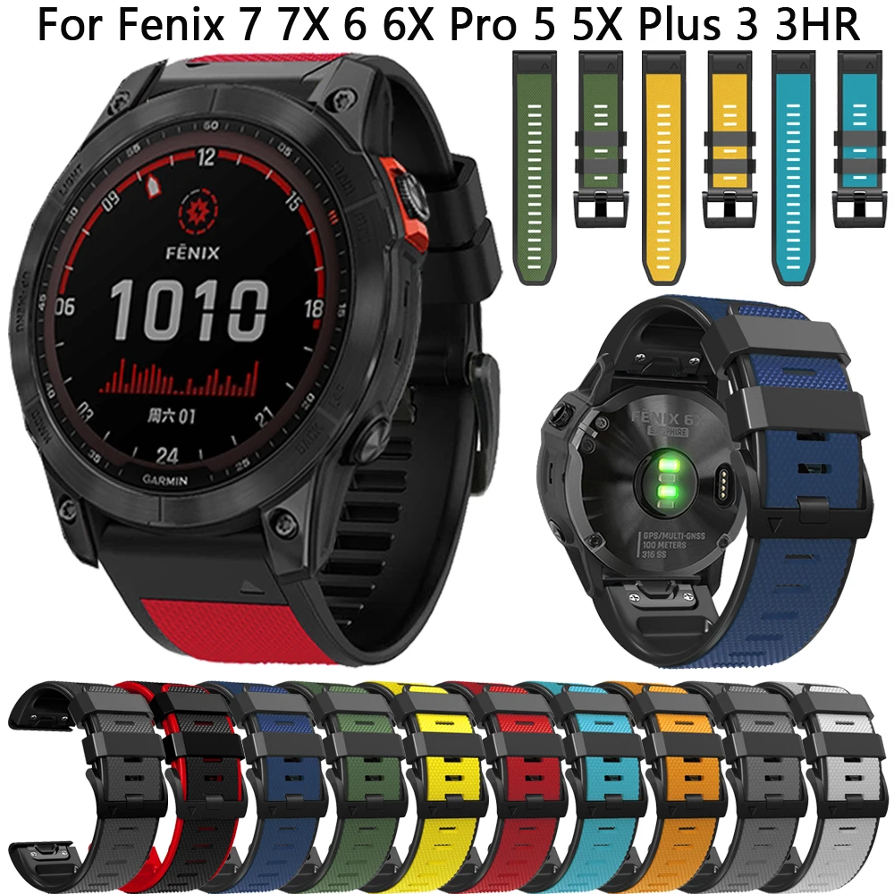 

Ремешок для наручных часов Garmin Fenix 7 7X 6 6X Pro 5 5X, силиконовый сменный Браслет для часов 3 3HR 955 945, быстросъемный браслет, 22 26 мм