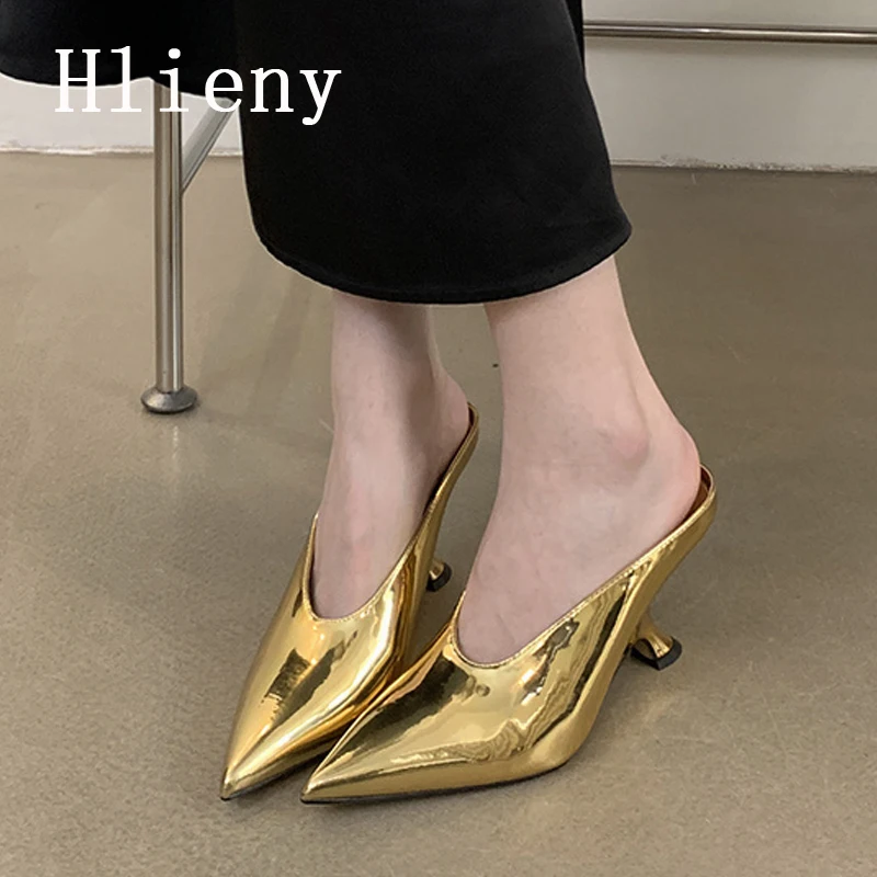 Туфли Hlieny женские на низком каблуке босоножки с острым носком и ремешком пряжкой