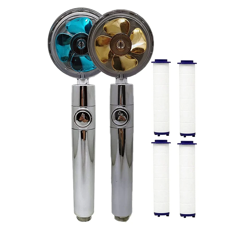 

Handheld Turbocharged Pressure Propeller Shower - With Filter And Pause Switch, Easy Install 360 Rotating