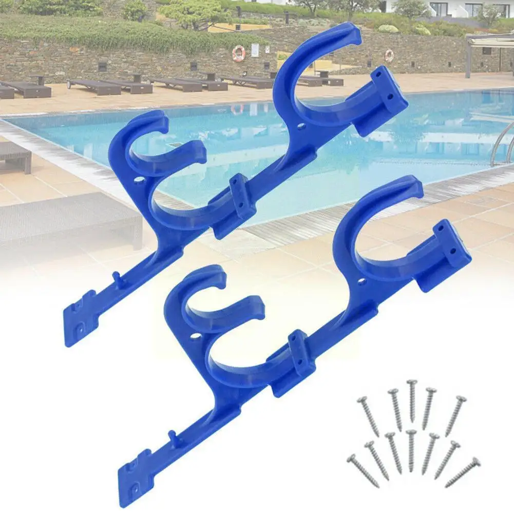 

Pool Pole Hanger Leaf Rakes Vacuum Hose With Screw Outdoor Purpose Multi Brushes Tools Holder Plastic Skimmers Blue Garden E9f0
