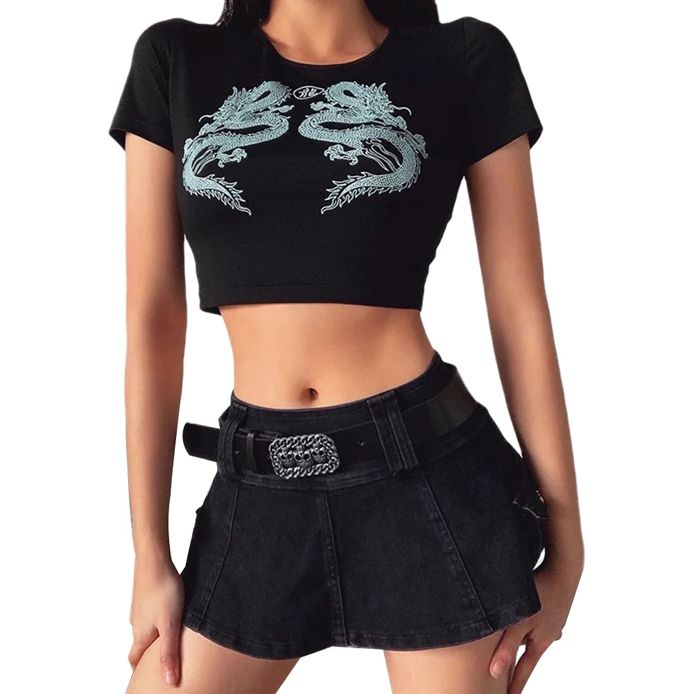 

2022 women new leisure dragon pattern of t-shirts with short sleeves in summer fashion vest shopping everyday wear