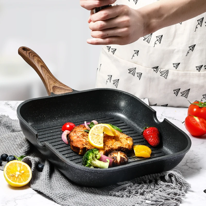 

Best Medical Stone Steak Frying Pan Non-Stick Special Striped Iron Plate Household Cooker Stove Suitable Induction Gas Cookware