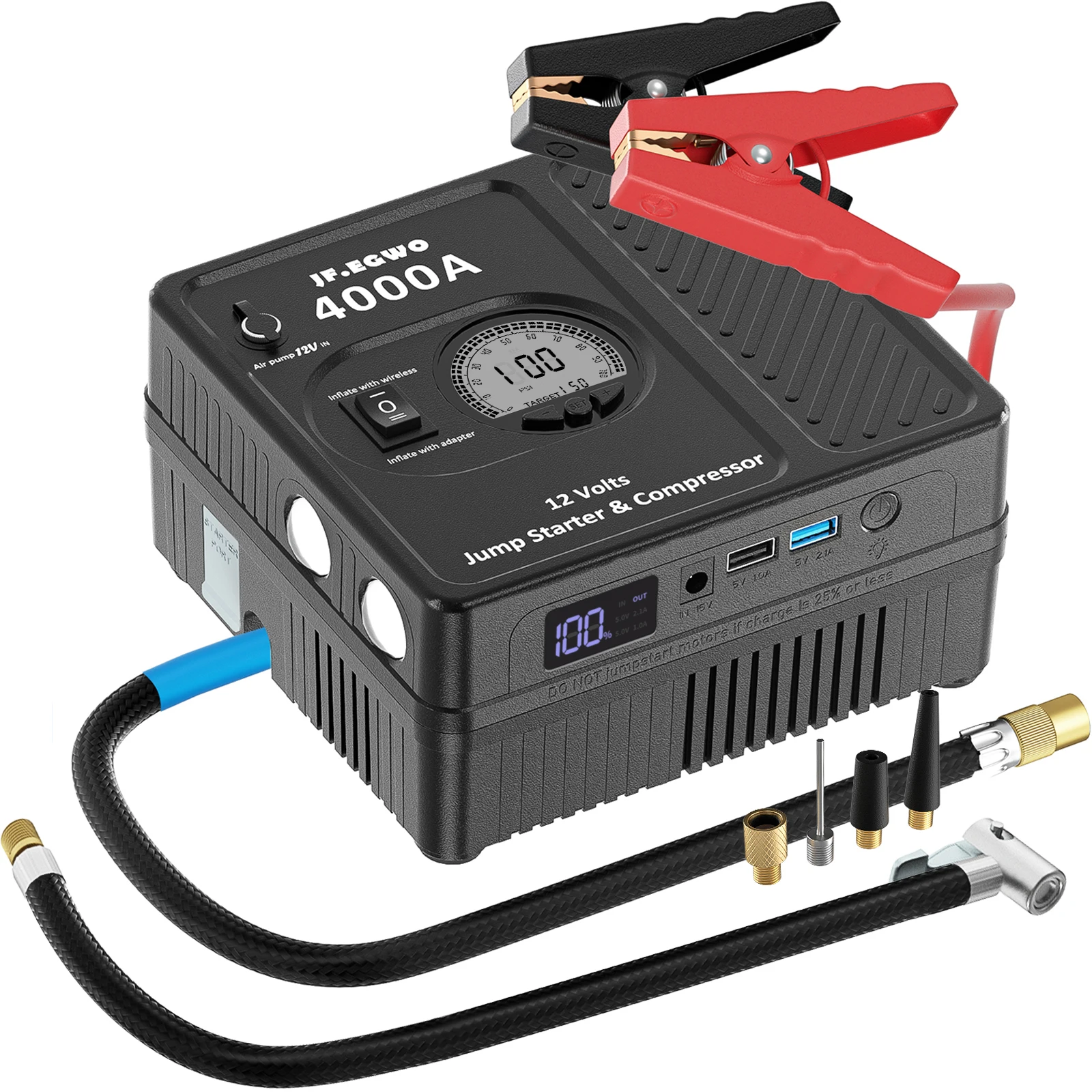 

Car Jump Starter Power With Air Compressor Tire Pump 28000mAh Portable Charger Car Emergency Battery Booster Starting Device
