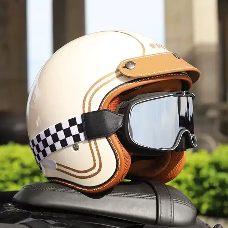 Мотоциклетные шлемы с открытым лицом и темным козырьком одобренные DOT ретро 3/4