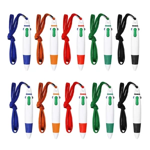 15 Pcs Retractable Pens On Lanyard Neck Pens In A Rope Shuttle Pen 4 Color Ink Ballpoint Pen With Chain For School Home