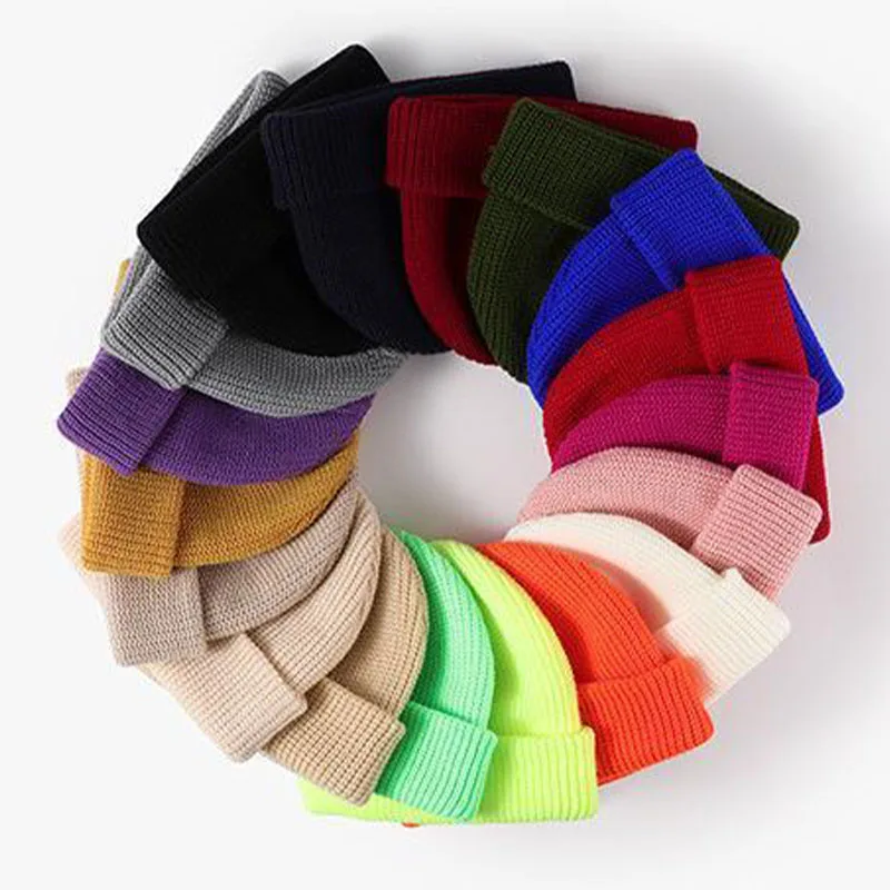 

Unisex Knitted Fisherman Beanies Premium Quality Acrylic Warm Colorful Thick Winter Caps Men And Women Simple Melon Skin Hats