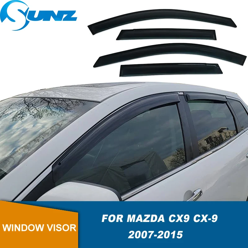 Фото Дефлекторы окон (ветровики) для Mazda CX-9 2007-2015: защита от дождя и солнца, ветровой дефлектор, защита от непогоды №1