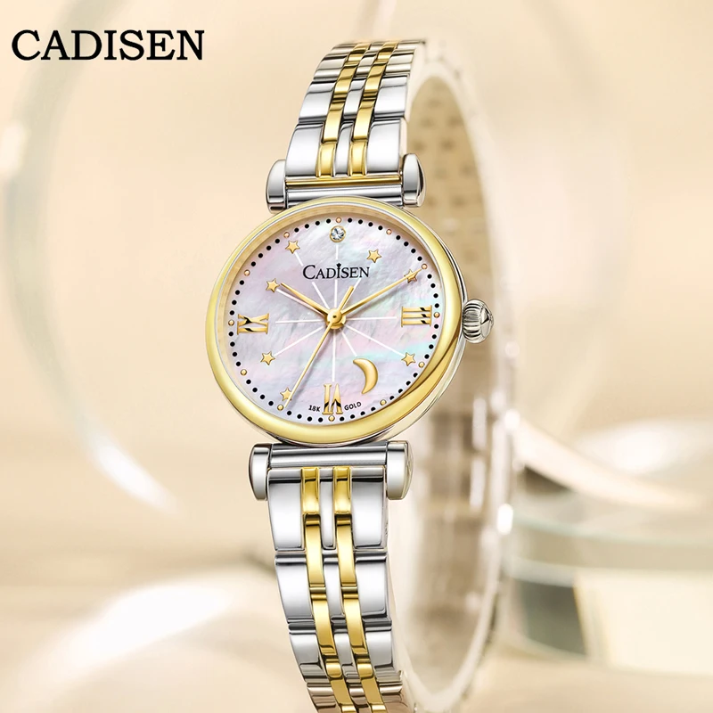 CADISEN New Lady Quartz Wristwatch 18K Gold Luxury Brand Fashion Roman exquisite Watch Women Bracelet Watch Sapphire Glass 2022