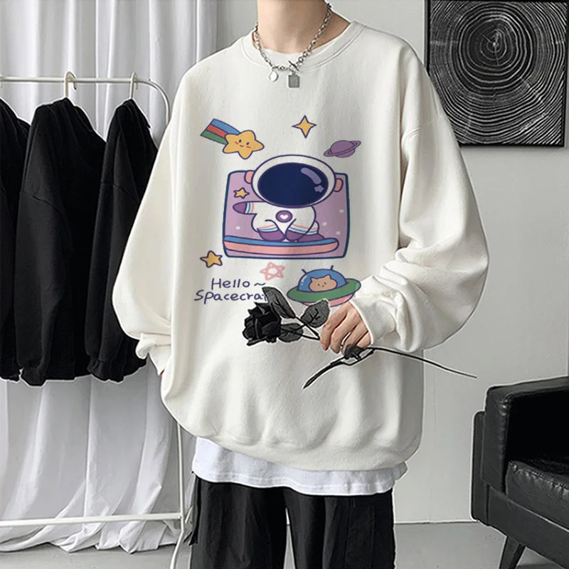 

NoEstaMal Spring New Cartoon Astronaut Graphic Sweatshirts O Neck Men's Pullovers Fashion Oversized Male Hoodies Casual Clothing