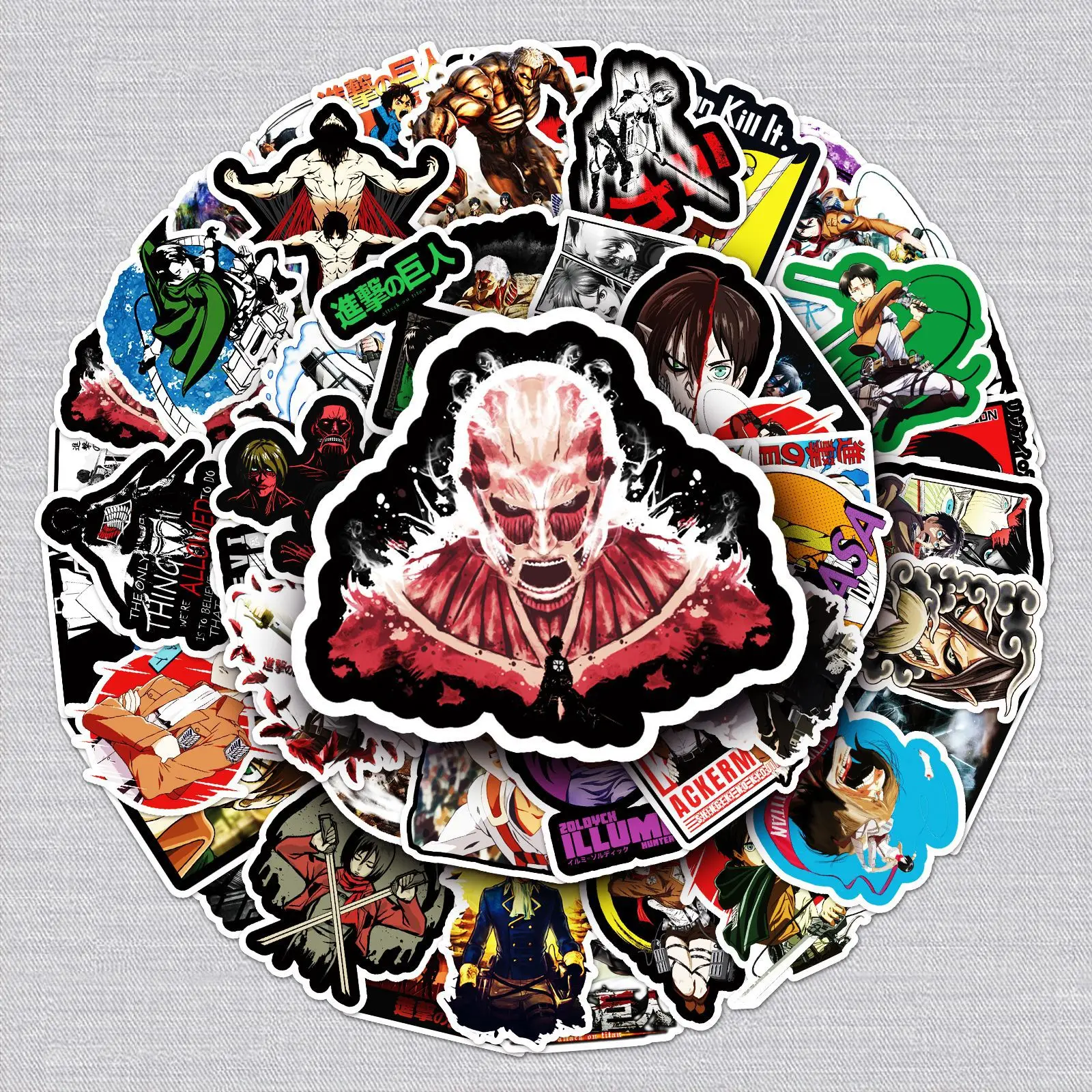 

50PCS Mix Anime Jujutsu Kaisen Attack on Titan Stationery Stickers Graffiti Luggage Laptop Skateboard Phone Decal Sticker Toy