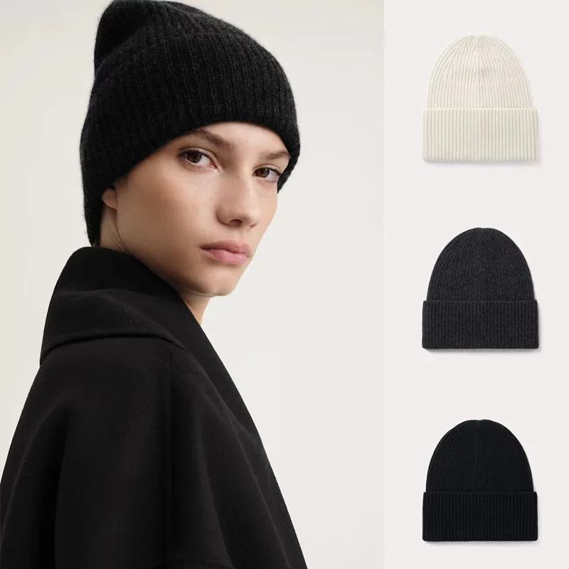 

Women Wool Cashmere blend Warm Knit Cap 3 Colors All-match Ladies Hat