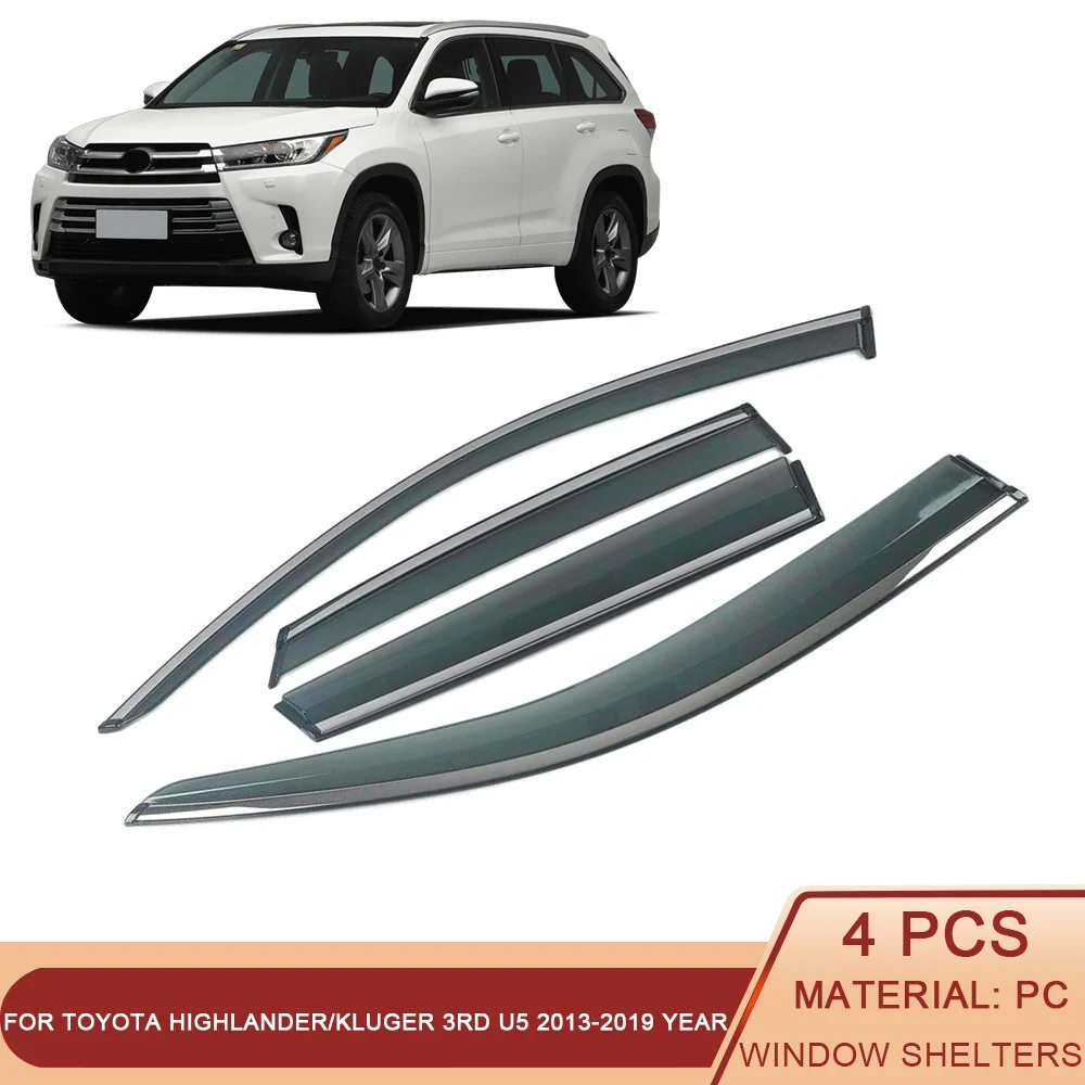 

For TOYOTA Highlander/Kluger 3RD U5 2013-2019 Car Window Sun Rain Shade Visor Shield Shelter Protector Cover Trim Frame Sticker