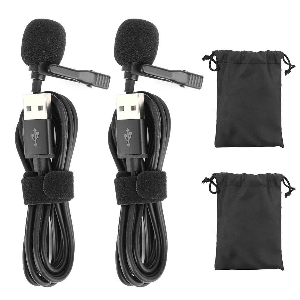 

2Pcs Mini USB Microphone Compact Professional Wired Lapel Collar Clip for Interview Mini Microphone Mini Microphone
