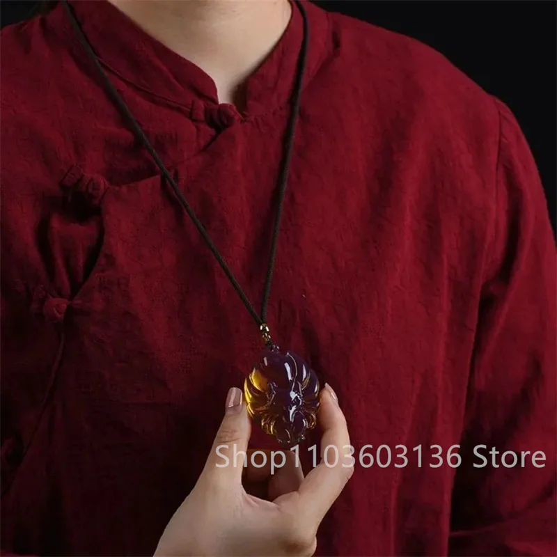 Подвеска в виде голубого янтаря с полированными бусинами для очистки воды