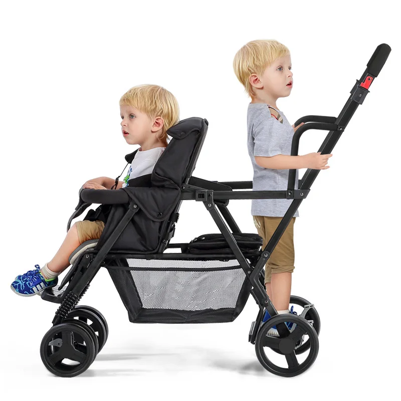 

Foldable twin baby stroller second child double stroller easy folding light can lie and sit multiple mode conversion