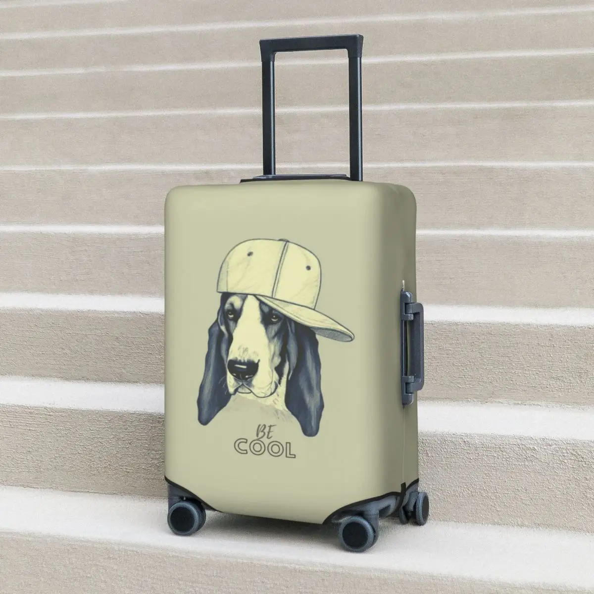 

Dog Pattern Suitcase Cover Be Cool Graphic Basset Business Flight Elastic Luggage Case Protector