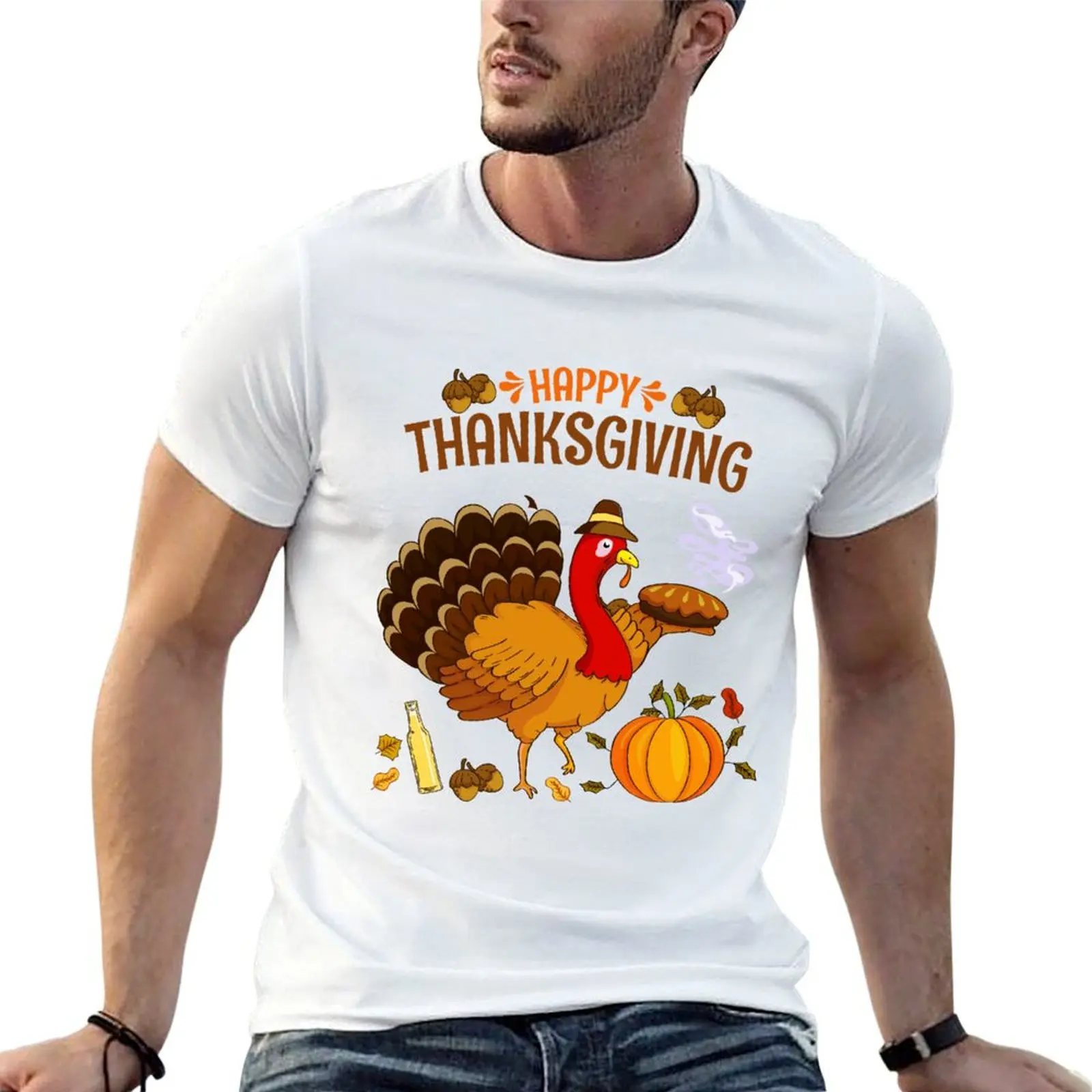 Фото Футболка HAPY THANKS GIVING, повседневная летняя футболка свободного кроя №1