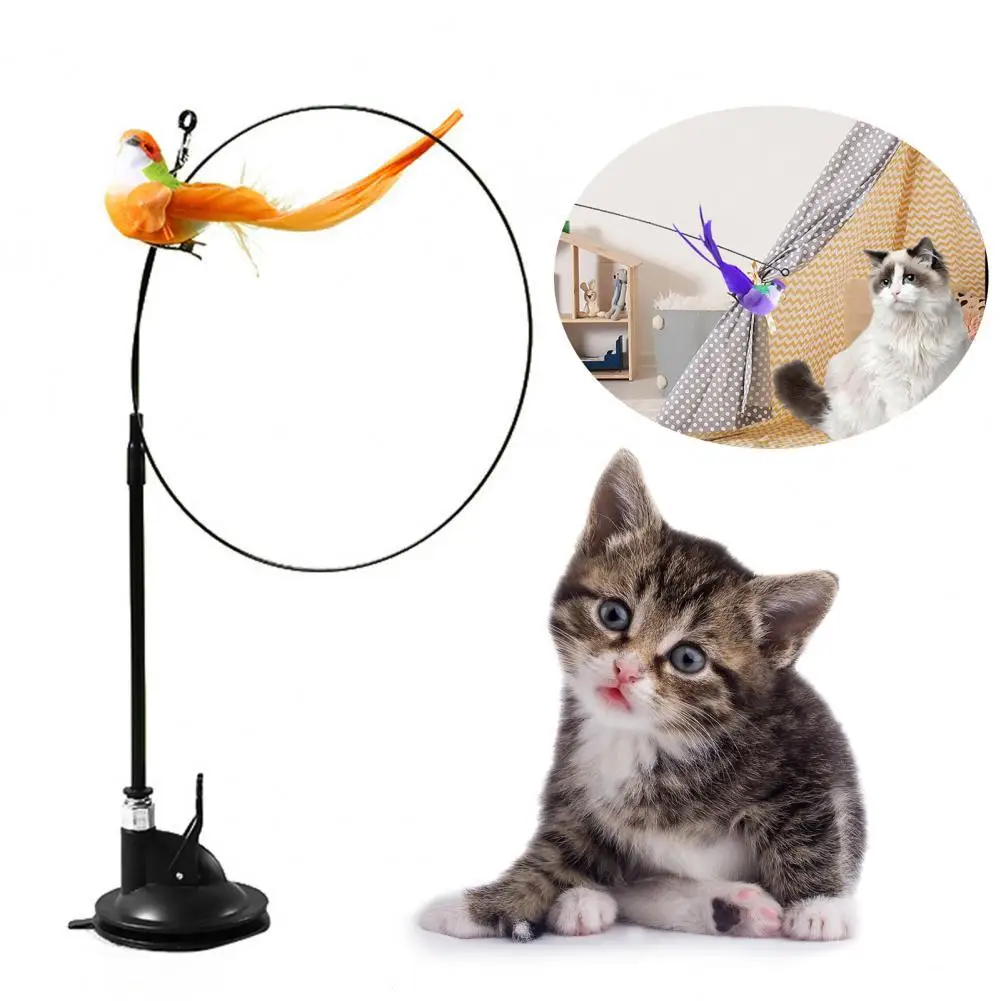 

Cat Toys Simulation Bird interactive Cat Toy Funny Furry Feather Bird Cat Stick Toy for Kitten Playing Teaser Wand Toy