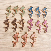 10pcs 1229mm colorful enamel mermaid charms for jewelry making cute earrings pendant necklaces bracelets diy crafts accessories