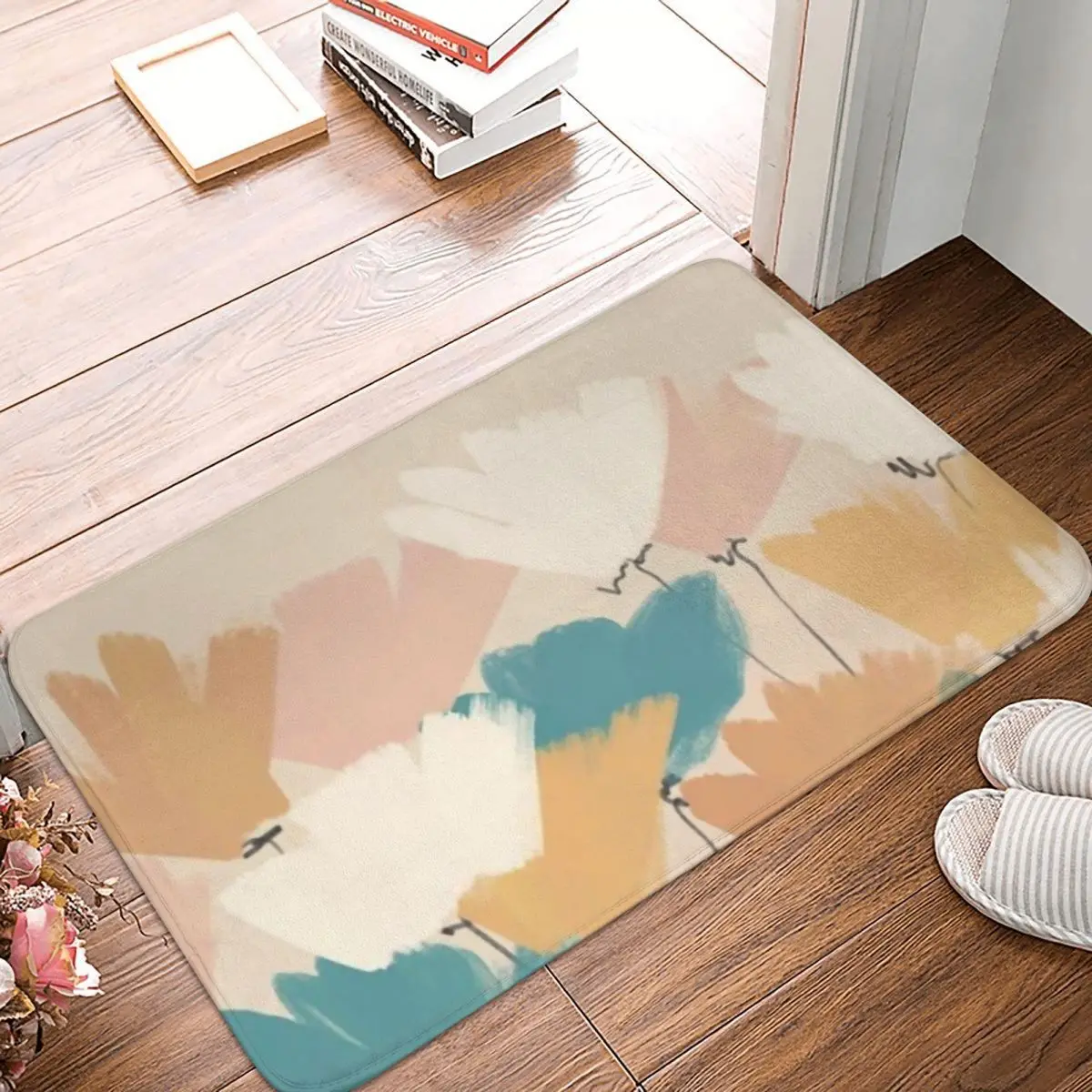 

Акварельный мягкий коврик для ванной, нескользящий коврик с рисунком растений