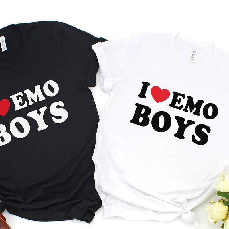 Футболка с принтом I Love Emo для мальчиков и женщин топ графическим любителей музыки