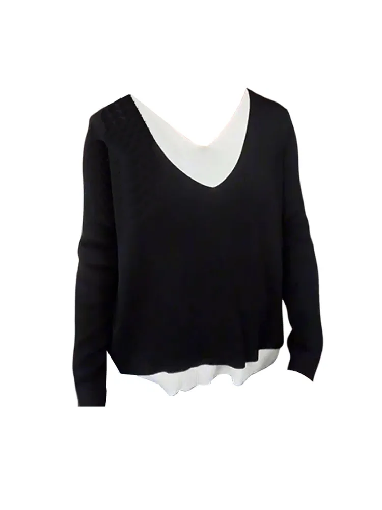 Модный простой классический дизайнерский свитер в стиле пэчворк женские вязаные