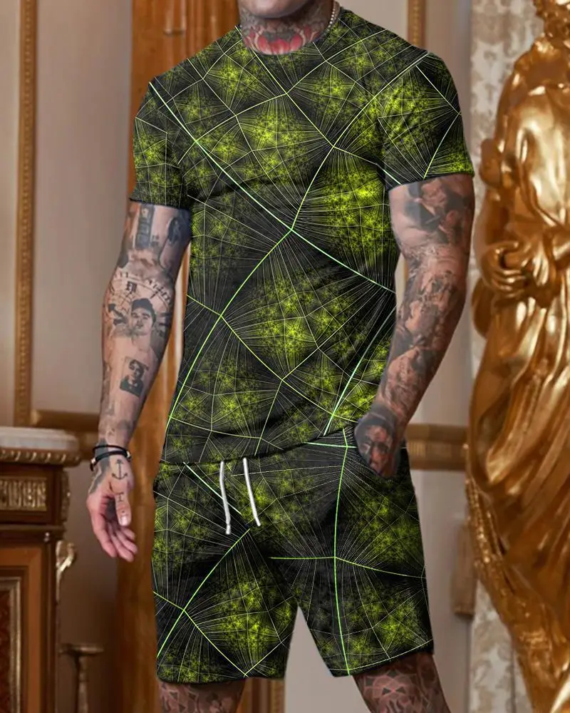 Human Face 3d printed Summer Tracksuit For Men Short Sleeve T Shirt Shorts 2 Piece Set Oversized Casual Trendy Sportwear Outfits