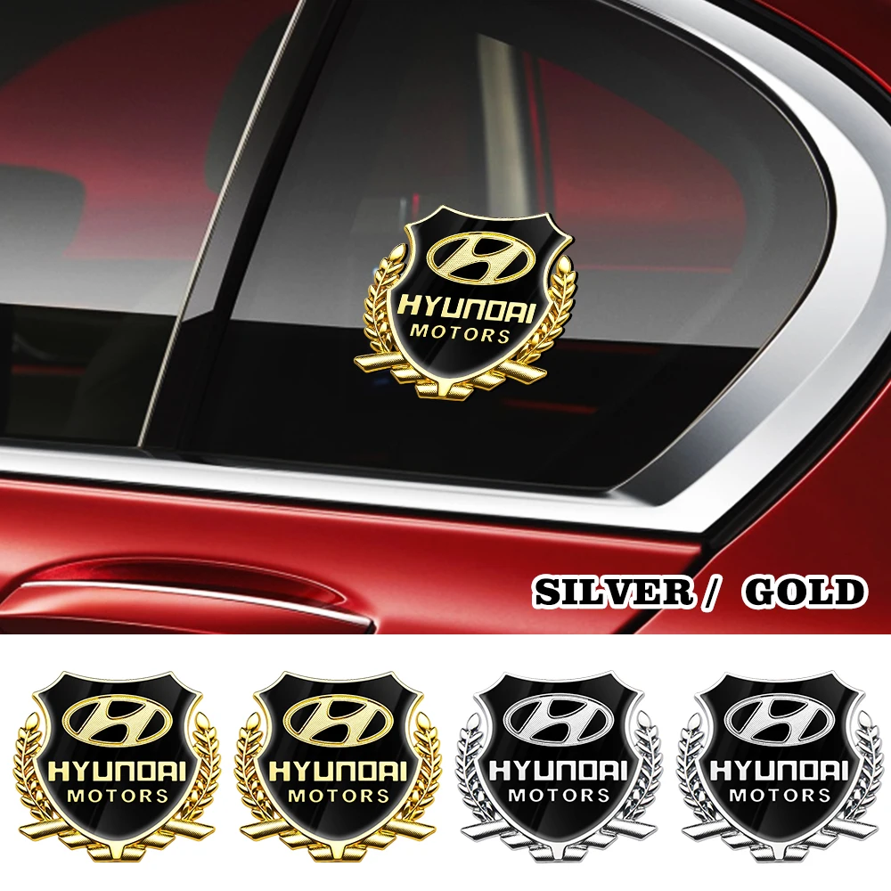 

2PCS 3D Metal Car Stickers Door Side Trunk Waterproof Auto Logo Decals For Hyundai IX35 IX25 EV Elantra Verna I30