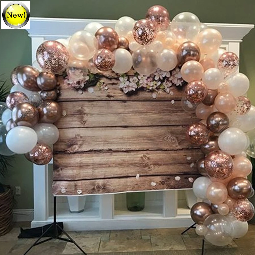 

117Pcs Rose Gold Confetti Balloons Garland Kit Chain Chrome Metal Globos Helium Wedding Decorations New Year Decors 2021 Navidad